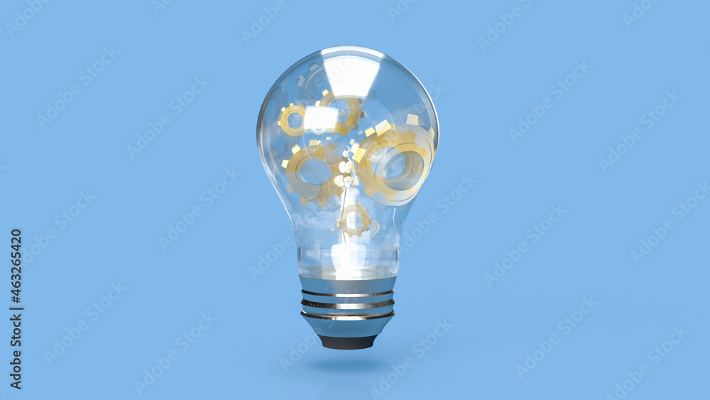 lightbulb and gear for idea or business concept 3d rendering