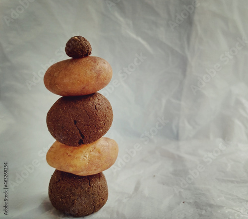 A pile of stones and clay balls