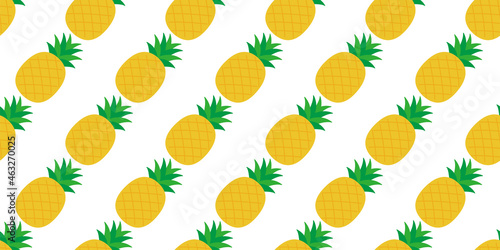 pineapple illustration background. Seamless pattern.Vector. パイナップルのパターン　背景素材