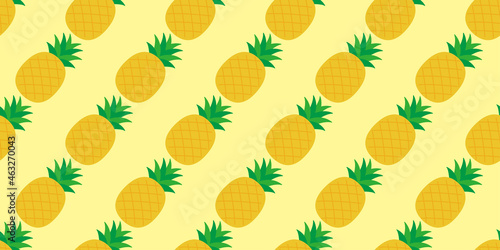 pineapple illustration background. Seamless pattern.Vector. パイナップルのパターン　背景素材