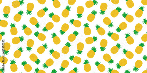 pineapple illustration background. Seamless pattern.Vector. パイナップルのパターン　背景素材