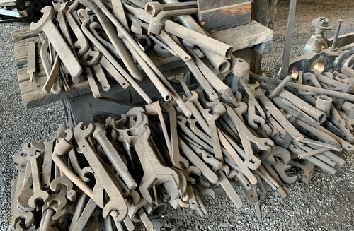 Antique tools in a railroad shop