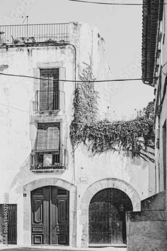 Ciudad pueblo antigua medieval vintage retro blanco y negro