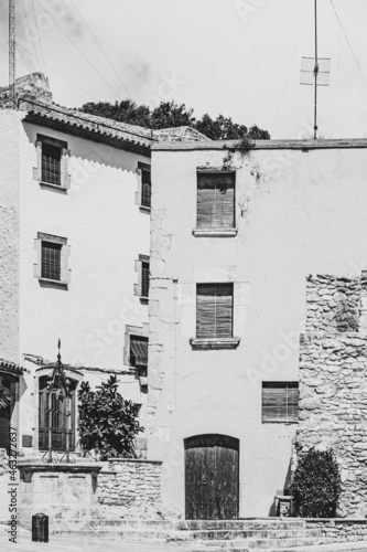 Ciudad pueblo antigua medieval vintage retro blanco y negro