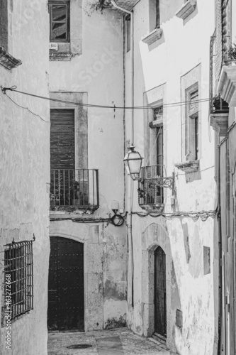 Ciudad pueblo antigua medieval vintage retro blanco y negro