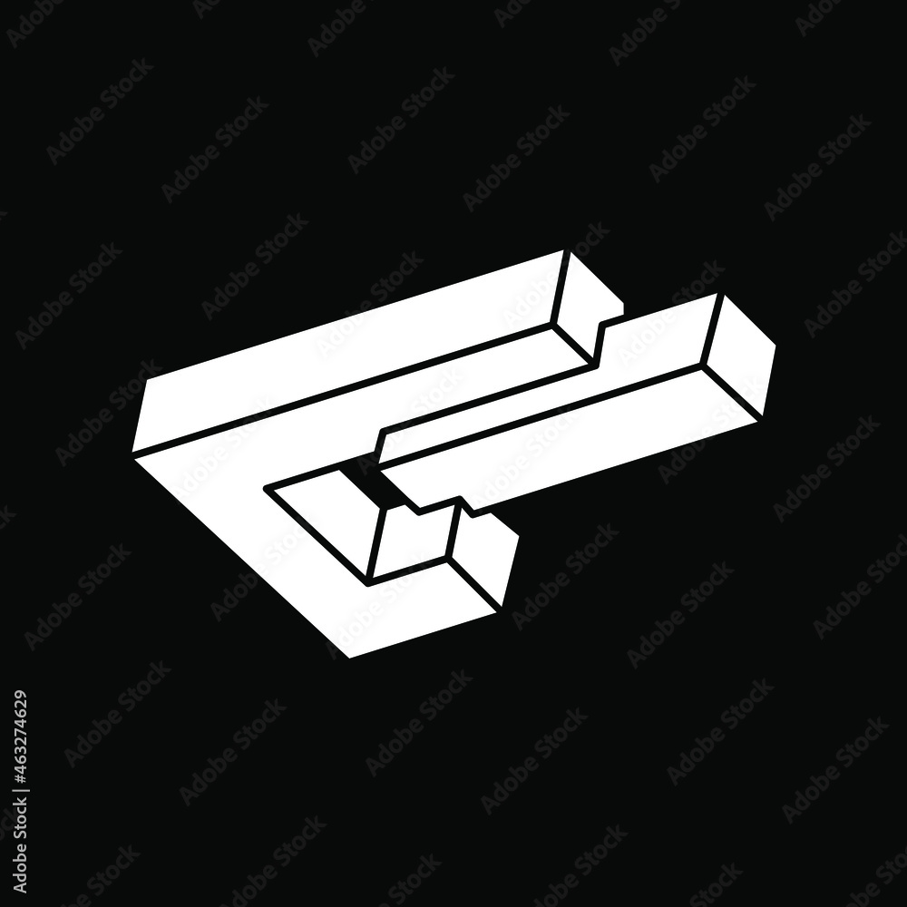 Optical illusion object. Impossible shape logo design. Escher style. Unreal geometry figure. Optical illusion object. Impossible shape logo design. Escher style. Unreal geometry figure.
