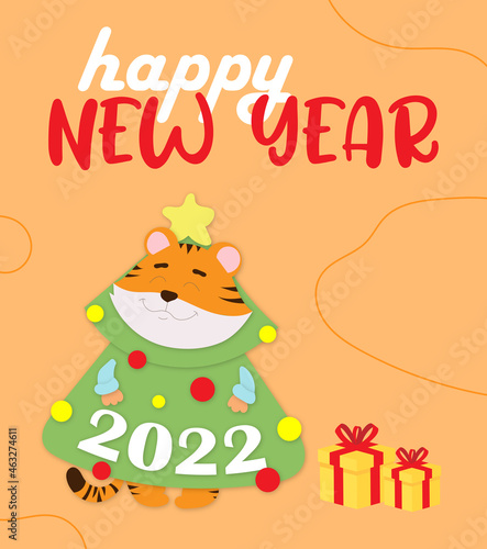 happy new year 2022 poster with tiger