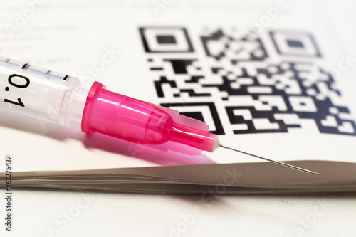 Coronavirus vaccination, syringe needle, macro