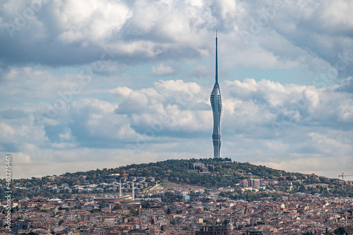 Supertall Camlica TV and Radio Tower in Istanbul. camlica TV Tower. Telecommunications tower with observation decks and restaurants in Uskyudar district photo