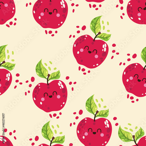 Baby seamless vector pattern. Cute, colored cartoon apples. Kids texture for fabric, textile, clothing, wrapping paper, wallpaper. Vector illustration in pastel, retro colors.