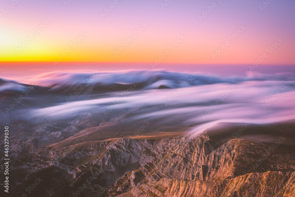 Epic sunrise from the summit of Mt Olympus in Greece