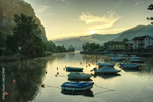 Lavena Ponte Tresa on Lake Lugano in autumn.  photo