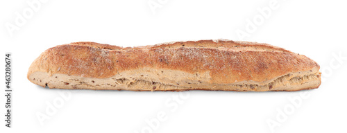 Tasty buckwheat baguette isolated on white. Fresh bread