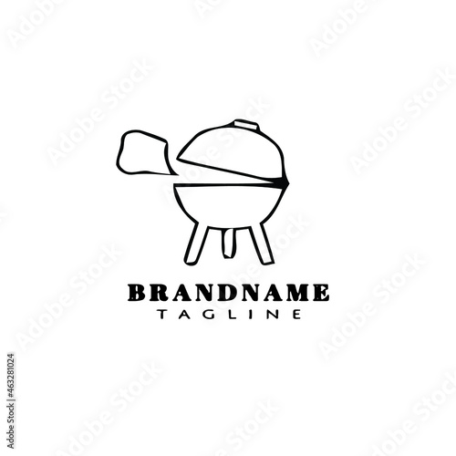 barbecue grill cartoon logo icon template black vector illustration