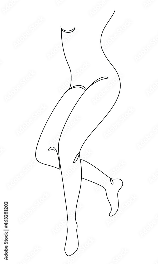 Silhouettes of a girl, human legs, feet in a modern one line style. Continuous line drawing, aesthetic outline for home decor, posters, wall art, stickers, logo. Vector illustration. Silhouettes of a girl, human legs, feet in a modern one line style. Continuous line drawing, aesthetic outline for home decor, posters, wall art, stickers, logo. Vector illustration.