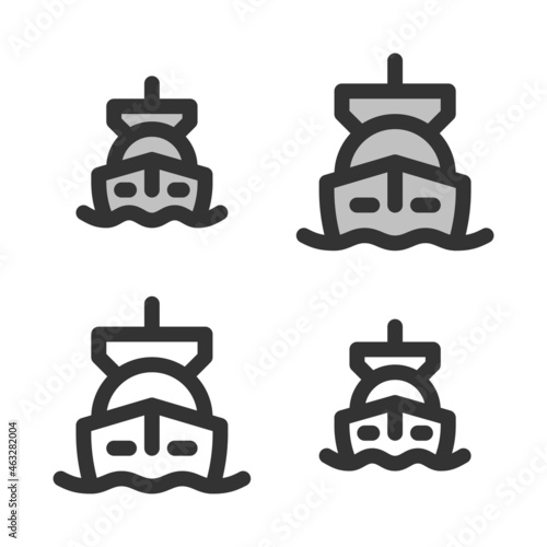 Pixel-perfect  linear  icon of gas tanker  built on two base grids of 32 x 32 and 24 x 24 pixels. The initial base line weight is 2 pixels. In two-color and one-color versions. Editable strokes