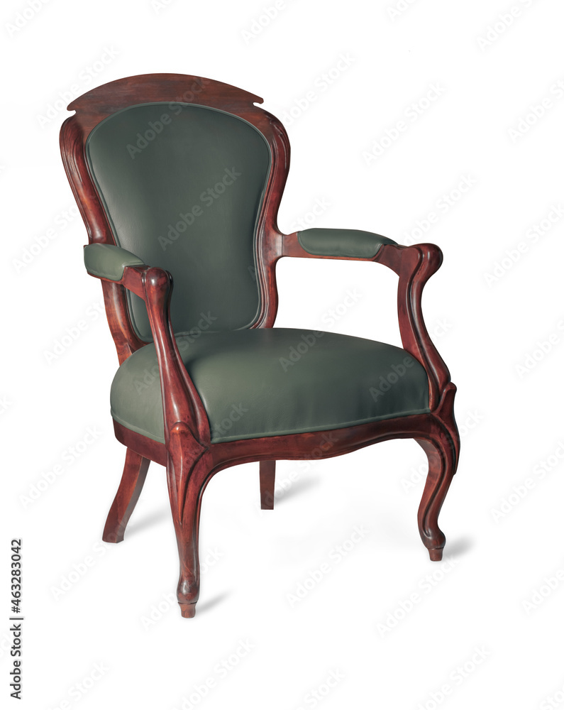 Wooden old armchair on a white background with shadow. Wooden old armchair on a white background with shadow.