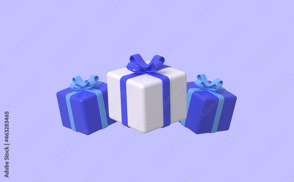 Obraz premium Minimal Gift Box on purple background, 3D rendering.