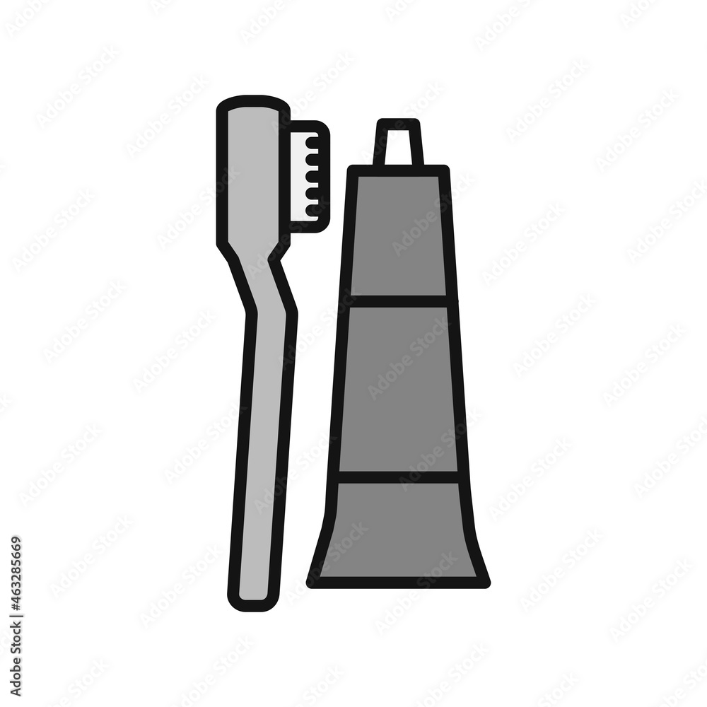 Toothpase Brush Filled Vector Line Icon Design Toothpase Brush Filled Vector Line Icon Design