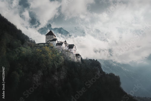 Vaduz Castle and Mountains - Vaduz, Liechtenstein . photo