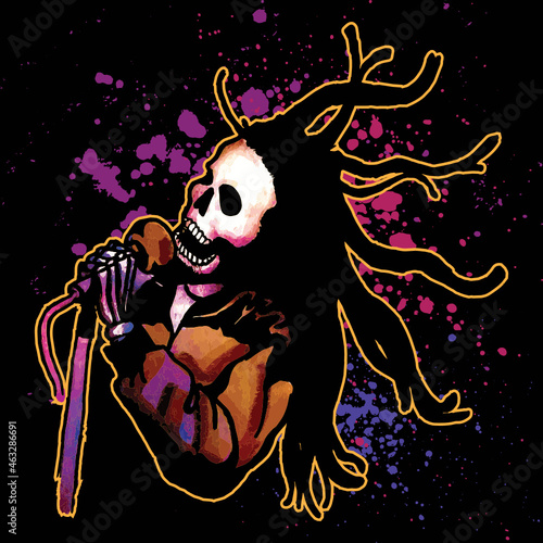  Reggae skull and bones illustration