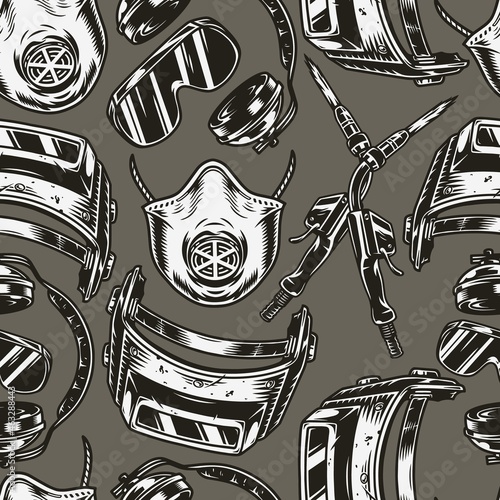 Blue collar worker equipment seamless pattern