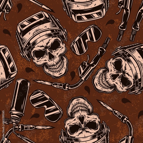 Welder work tools vintage seamless pattern