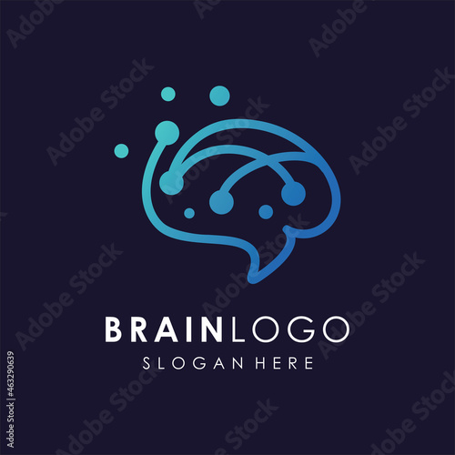Illustration of Brain Technology Logo Design. Digital Tech. Brain Logo Template. Vector illustrator eps.10