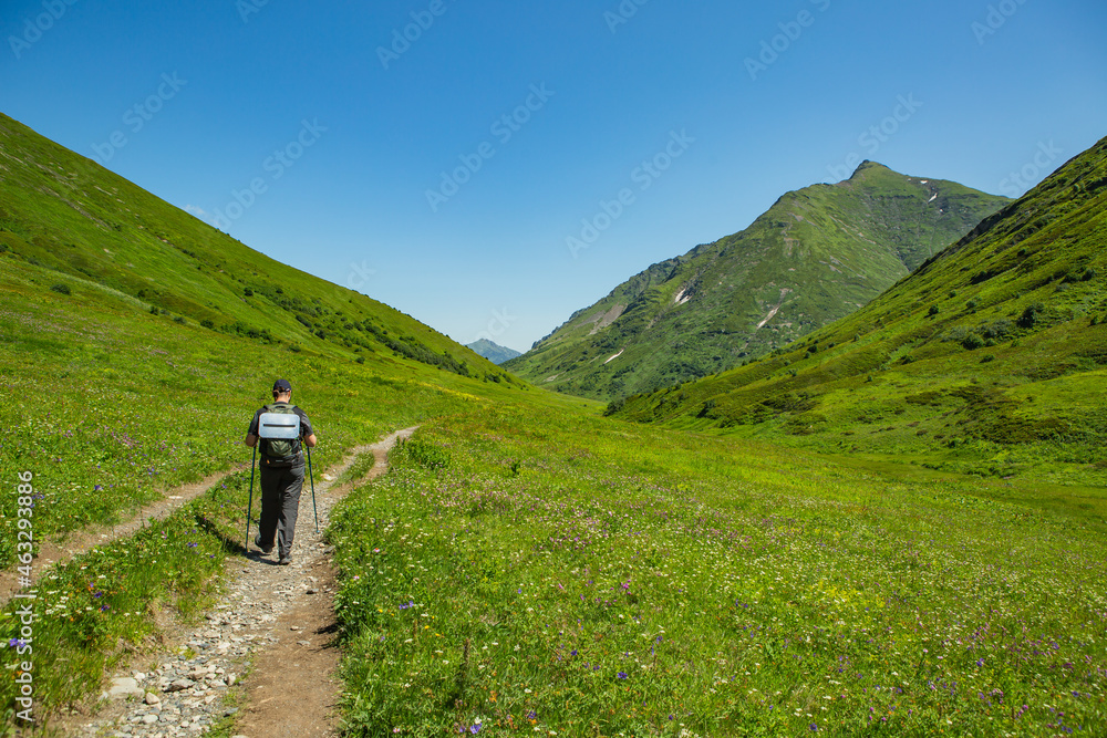 hiking in the mountains