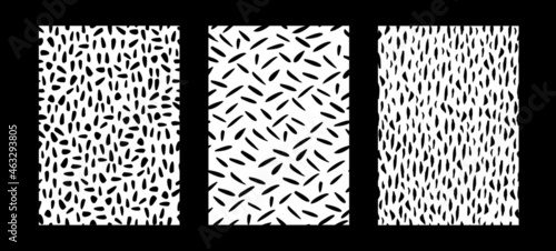 Pack de tres patrones geométricos para fondos de diseño o estampados, vectores abstractos en blanco y negro	