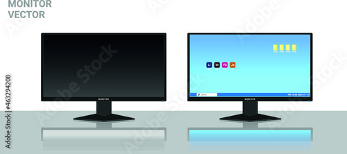 Monitor Mockup Vector in ON and OFF with sky blue Background 