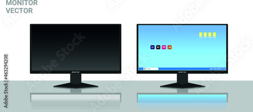Monitor Mockup Vector in ON and OFF with sky blue Background
