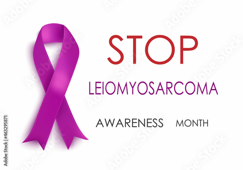 Vector illustration of the leiomyosarcoma cancer awareness tape, isolated on a white background. Realistic vector purple silk ribbon with loop.Poster design photo