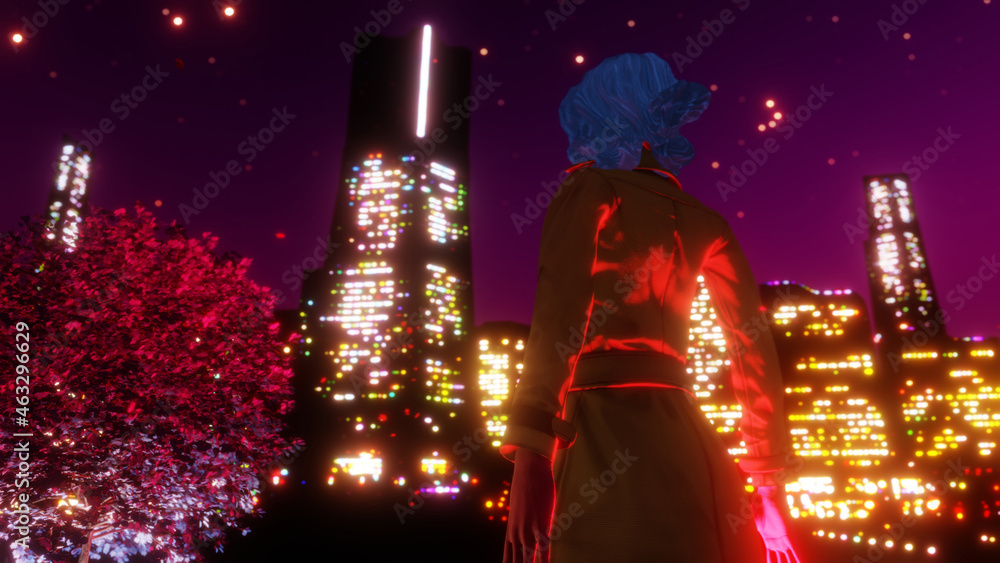 Foto de Tokyo Anime city Lights wallpaper do Stock