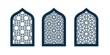 Set of silhouettes arabic doors or windows isolated on white background. Vector illustrations.