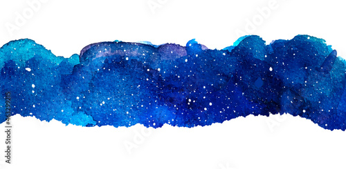 Watercolor night sky background with stars. Vector cosmic layout with space for text