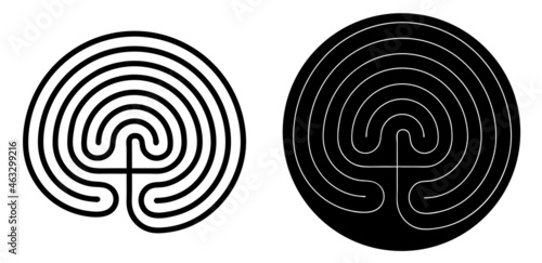 Crete traditional symbol. Cretan labyrinth line art vector