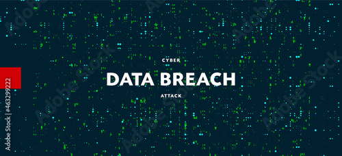 Data breaches illustration with text on dark green background
