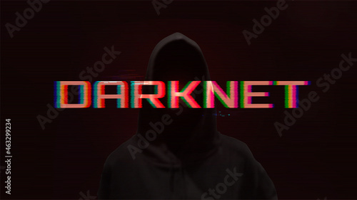 Darknet Concept. Dark BG with Glitch Effect