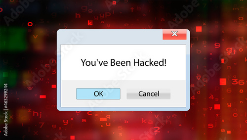 Digital Window with Warning Message. You Have been Hacked User Interface
