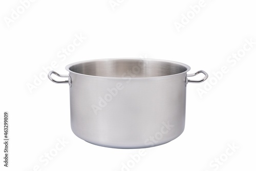 Steel pots on a white background 