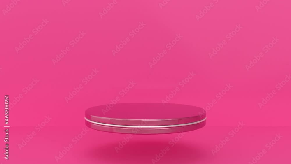 Empty pink podium. Minimal abstract pink background. Theme for commercial cosmetic luxury design. Goes up and down. 3d animation in 4K Empty pink podium. Minimal abstract pink background. Theme for commercial cosmetic luxury design. Goes up and down. 3d animation in 4K