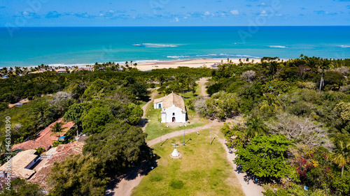 Trancoso, Porto Seguro, Bahia. Aerial view of the Trancoso Square and the church