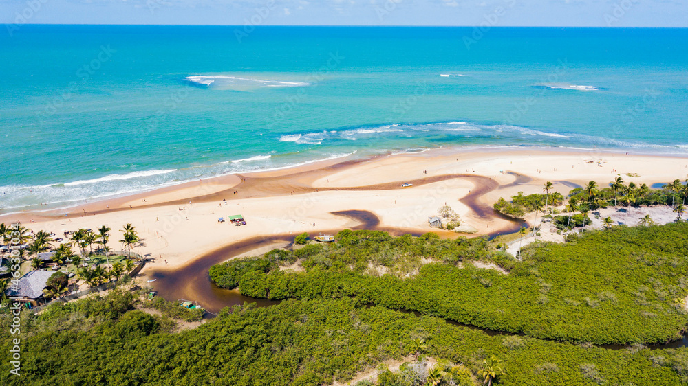 Trancoso, Porto Seguro, Bahia. Aerial view of Praia dos Nativos and Praia dos Coqueiros Trancoso, Porto Seguro, Bahia. Aerial view of Praia dos Nativos and Praia dos Coqueiros