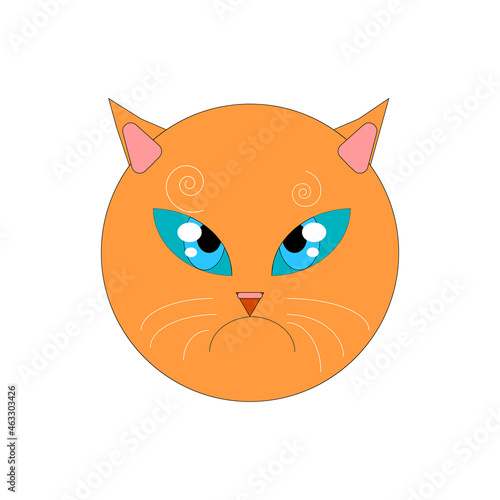 Angry Red Cat Head illustration. Vector stock illustration.