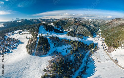 Panoramic aerial winter view of the ski center Vysne Ruzbachy, Slovakia © Martin Valigursky