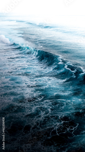 Huge ocean wave during storm. Sea water background in rough conditions. Pacific ocean waves in frenh polynesia. photo