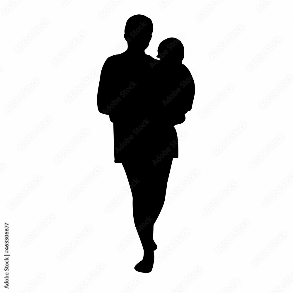mother and baby , silhouette vector