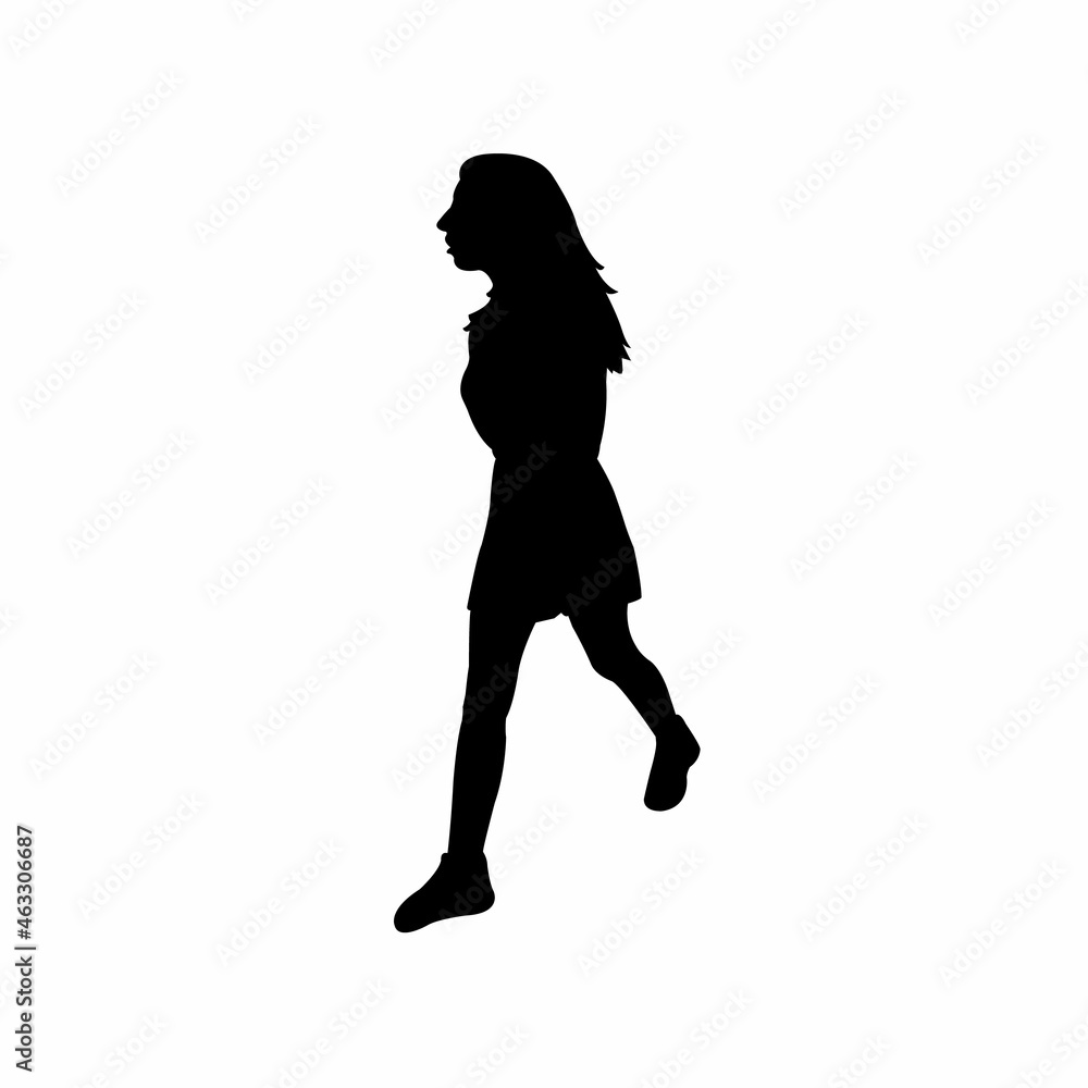 a woman walking body silhouette vector