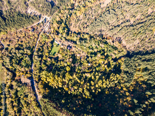 Aerial view of Nishava river gorge, Balkan Mountains, Bulgaria photo